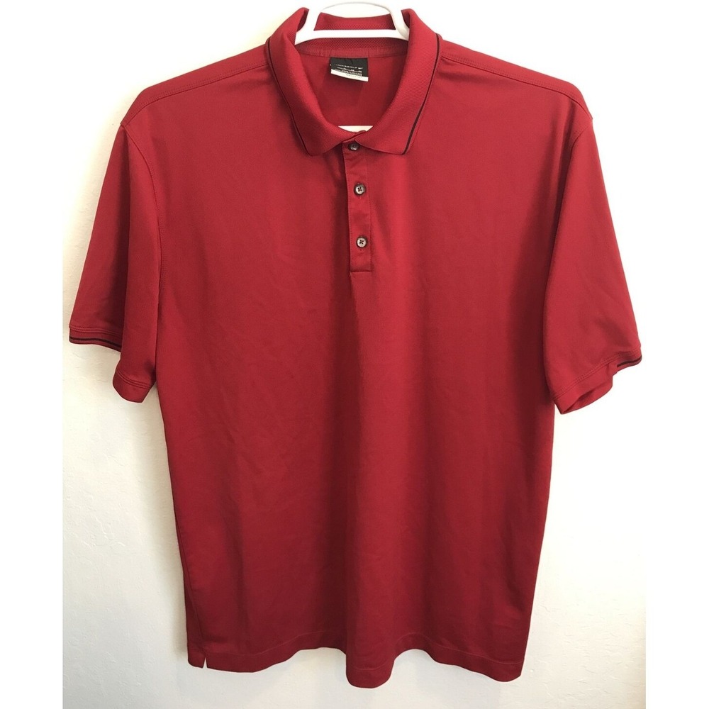 Nike Golf Fit Dry Mens XL Red Short Sleeve Pique Polo Shirt Black Trim RN56323